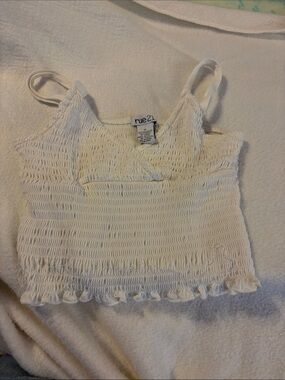 Rue21 White Smocked Cropped Tank